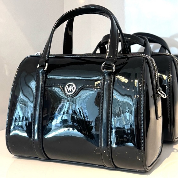 Michael Kors Handbags - Michael Kors Jet Set Small Patent Duffel Crossbody Bag Black